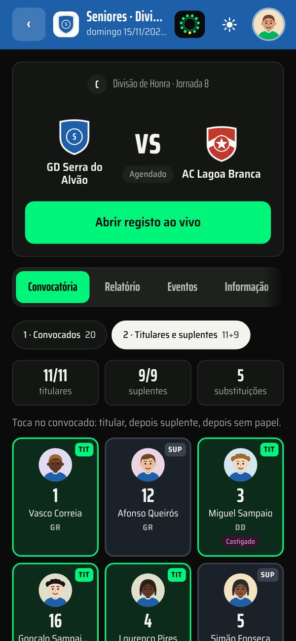 Convocatória no telemóvel